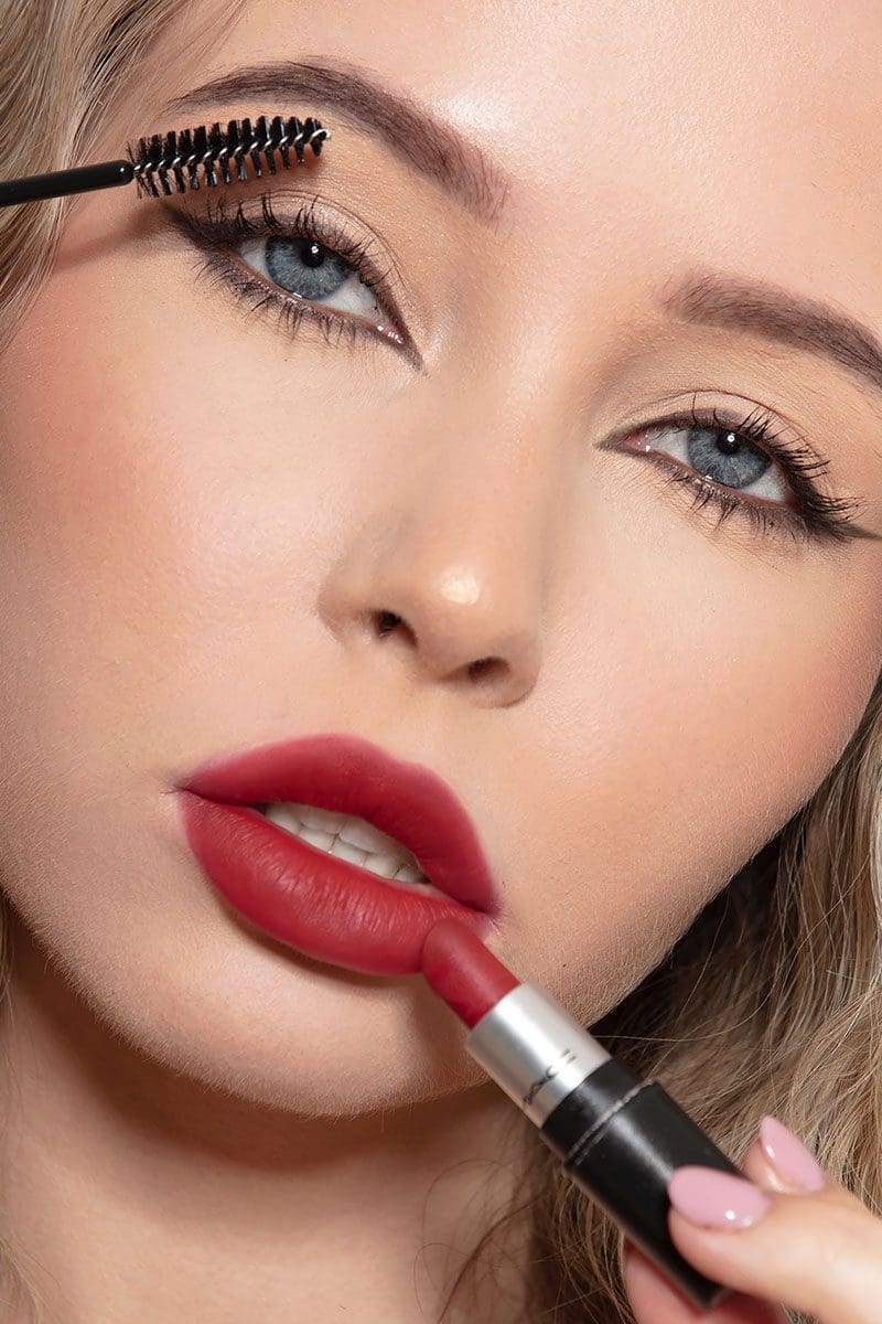 Boxer with Cut Hand Eye Cuts SFX Red lipstick and eyeliner - fashion makeup course