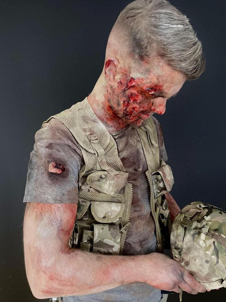 SFX Makeup - Casualty Makeup Soldier Helmet makeup course